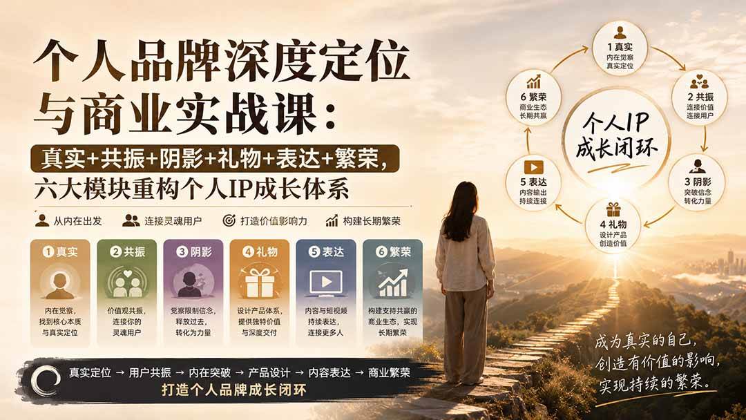 （20140期）个人品牌深度定位与商业实战课：真实+共振+阴影+礼物+表达+繁荣，六大模块重构个人IP成长体系-来友网创
