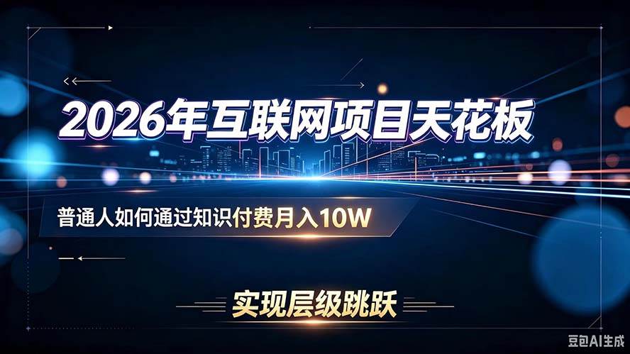 （20150期）2026年互联网项目天花板：普通人如何通过知识付费月入10W，实现层级跳跃-来友网创