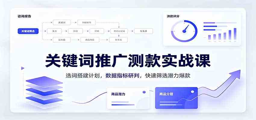 关键词推广测款实战课：选词搭建计划，数据指标研判，快速筛选潜力爆款-来友网创