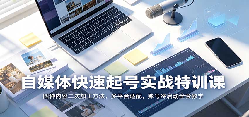 自媒体快速起号实战特训课：四种内容二次加工方法，多平台适配，账号冷启动全套教学-来友网创