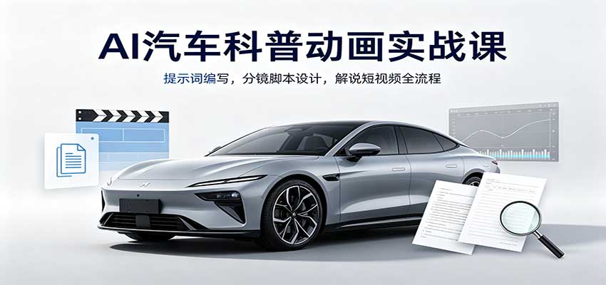 AI汽车科普动画实战课：提示词编写，分镜脚本设计，解说短视频全流程-来友网创