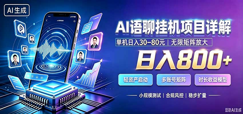 AI语聊挂机，日入800+，适用个人副业，工作室矩阵操作-来友网创