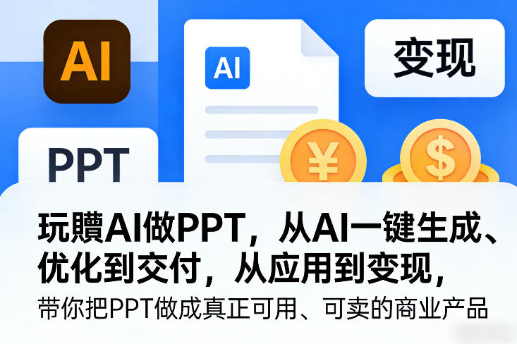 玩賺AI做PPT，从AI一键生成、优化到交付，从应用到变现，带你把PPT做成真正可用、可卖的商业产品（更新0904）-来友网创