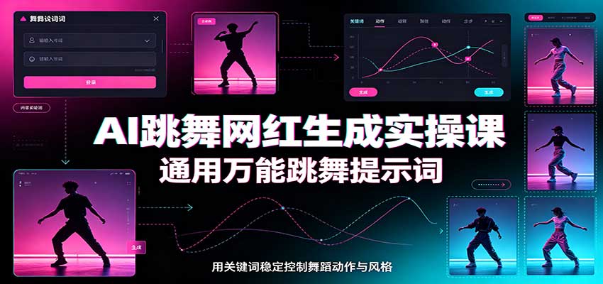 AI跳舞网红生成实操课：通用万能跳舞提示词，多模型适配，人物舞蹈视频制作全套教学-来友网创