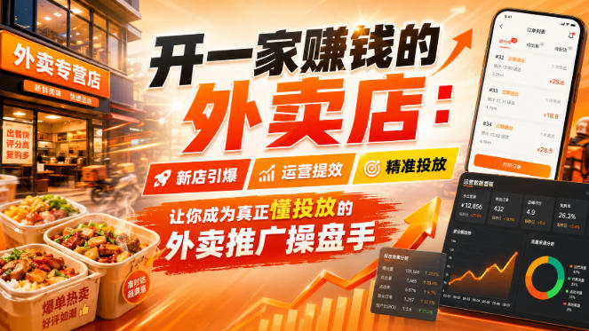 开一家賺钱的外卖店：新店引爆·运营提效·精准投放，让你成为真正懂投放的外卖推广操盘手-来友网创