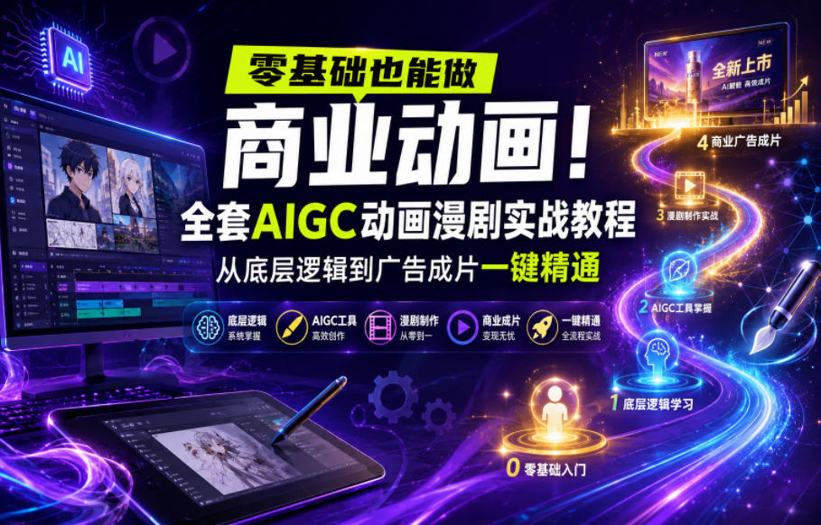 零基础也能做商业动画！全套AIGC动画漫剧实战教程，从底层逻辑到广告成片一键精通（更新0905）-来友网创