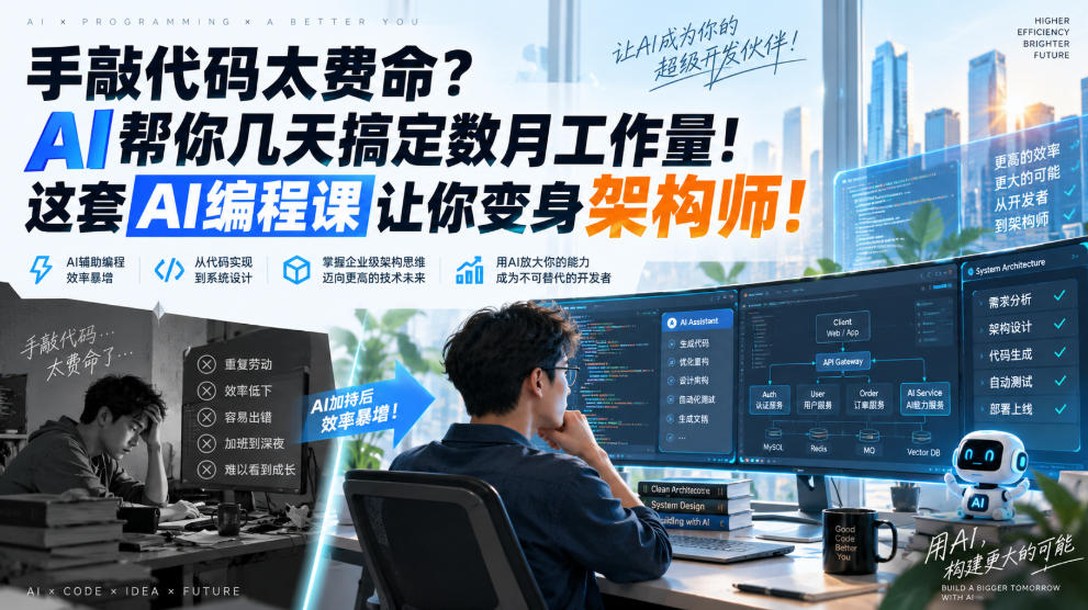 手敲代码太费命？AI帮你几天搞定数月工作量！这套AI编程课让你变身架构师！【原创双语字幕】-来友网创