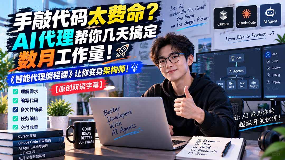 （20286期）手敲代码太费命？AI 代理帮你几天搞定数月工作量！《智能代理编程课》让你变身架构师-来友网创