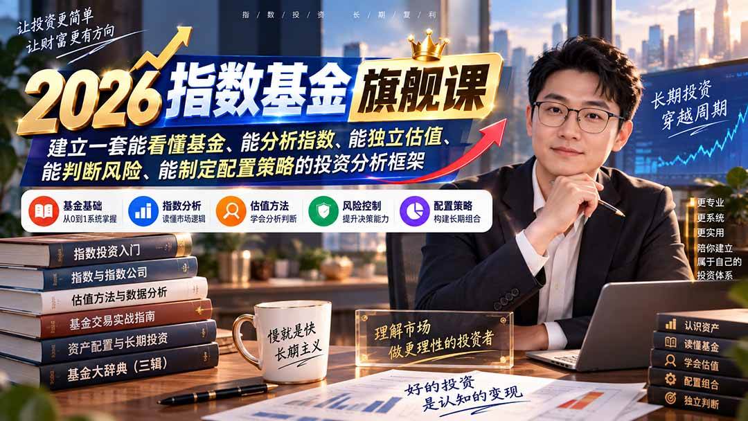（20298期）2026指数基金旗舰课｜建立一套能看懂基金、能分析指数、能独立估值、能判断风险、能制定配置策略的投资分析框架-来友网创