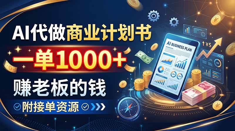 （20303期）AI代做商业计划书，一单1000+，赚老板的钱，附接单资源-来友网创
