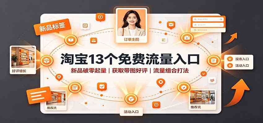 淘宝13个免费流量入口：新品破零起量，获取带图好评，流量组合打法-来友网创