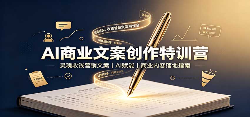 AI商业文案创作特训营：灵魂收钱营销文案，AI赋能，商业内容落地指南-来友网创