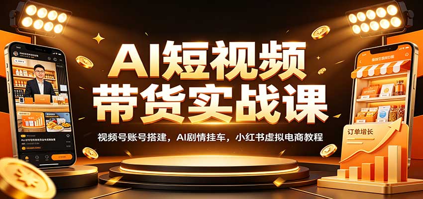 AI短视频带货实战课：视频号账号搭建，AI剧情挂车，小红书虚拟电商教程-来友网创