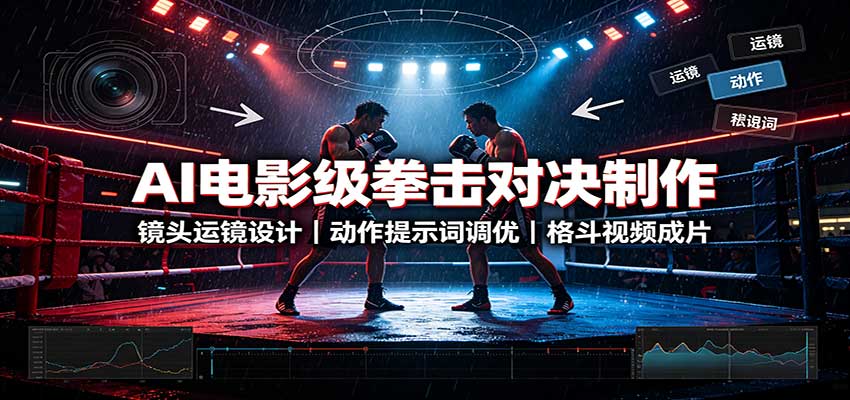 AI电影级拳击对决制作：镜头运镜设计，动作提示词调优，格斗视频成片-来友网创