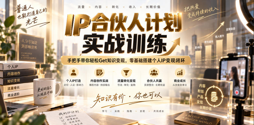 IP合伙人计划实战训练，手把手带你轻松Get知识变现，零基础搭建个人IP变现闭环（更新260908）-来友网创