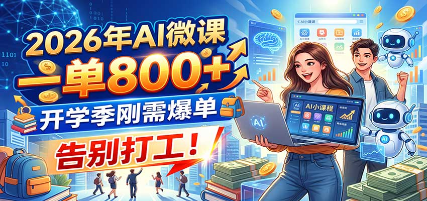 2026年AI微课，一单800+，开学季刚需爆单，告别打工！-来友网创