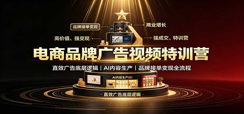 电商品牌广告视频特训：直效广告底层逻辑，AI内容生产，品牌接单变现全流程-来友网创