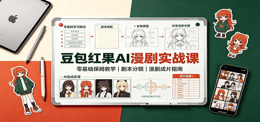 豆包红果AI漫剧实战课：零基础保姆教学，剧本分镜，漫剧成片指南-来友网创