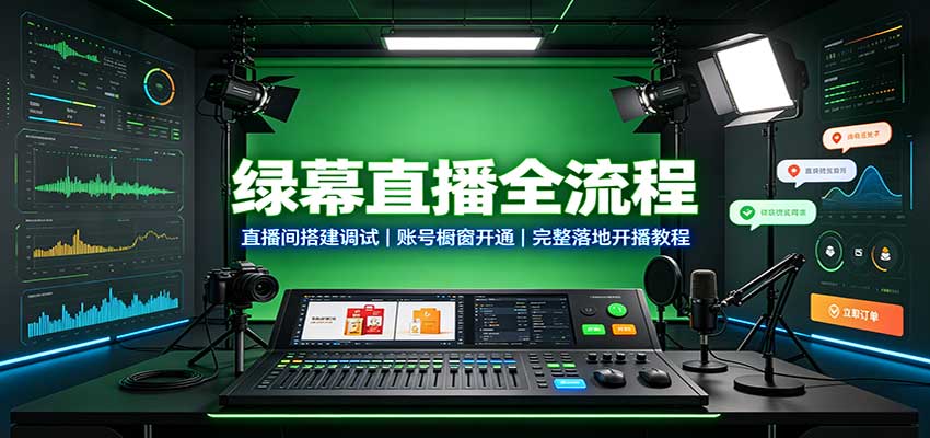 绿幕直播全流程：直播间搭建调试，账号橱窗开通，完整落地开播教程-来友网创