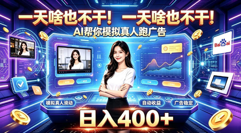 一天啥也不干！AI帮你模拟真人跑广告，稳定日入400+，实现真正被动变现【揭秘】-来友网创