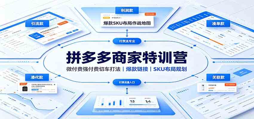 拼多多商家特训营：微付费强付费切车打法，爆款链接，SKU布局规划-来友网创