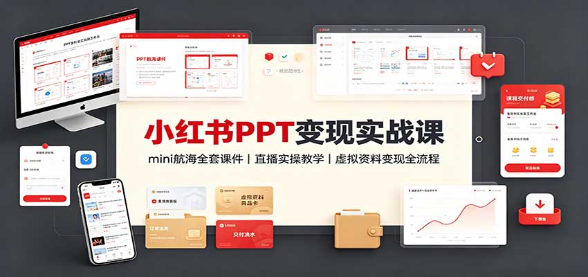 小红书PPT变现实战课：mini航海全套课件+直播实操教学，虚拟资料变现全流程-来友网创