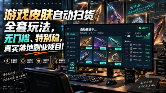 游戏皮肤自动扫货全套玩法，无门槛、特别稳，真实落地副业项目！【揭秘】-来友网创