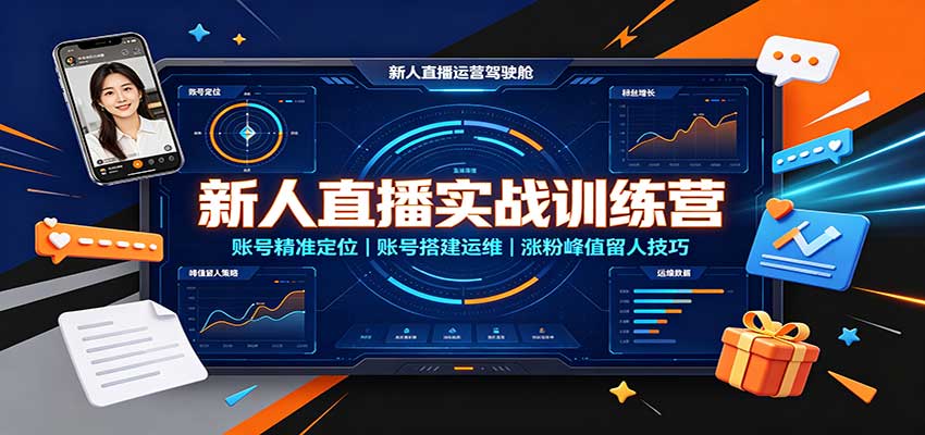 新人直播实战训练营：账号精准定位，账号搭建运维，涨粉峰值留人技巧-来友网创