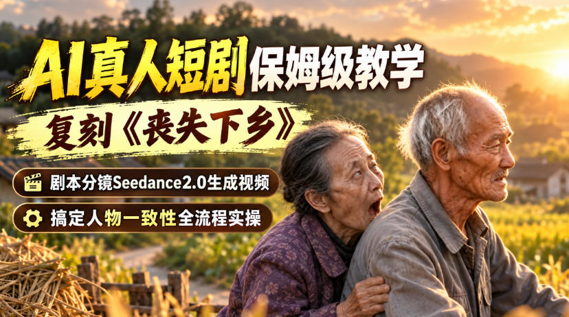 AI真人短剧保姆级教学，复刻《丧失下乡》，剧本分镜Seedance2.0生成视频，搞定人物一致性全流程实操-来友网创