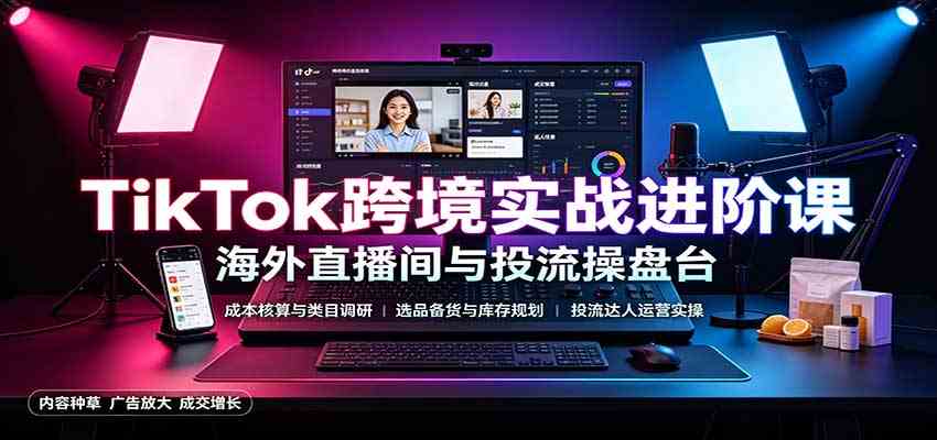 TikTok跨境实战进阶课：成本核算类目调研，选品备货，投流达人运营-来友网创