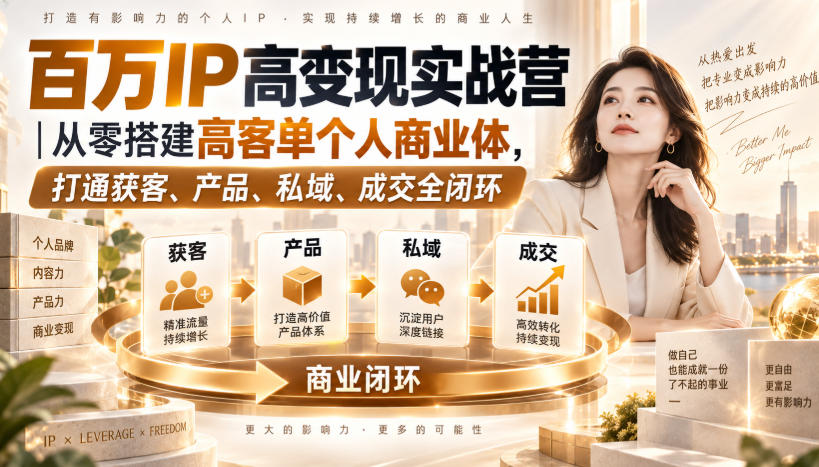 百万IP高变现实战营｜从零搭建高客单个人商业体，打通获客、产品、私域、成交全闭环​-来友网创