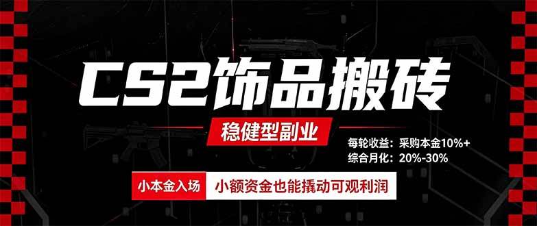 （20402期）CS2饰品搬砖，每轮收益为采购本金的10%+，综合月化为20-30%，稳健型副业-来友网创