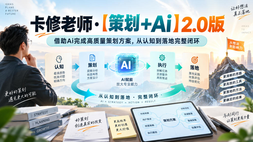 卡修老师·【策划+Ai】2.0版借助Ai完成高质量策划方案，从认知到落地完整闭环-来友网创