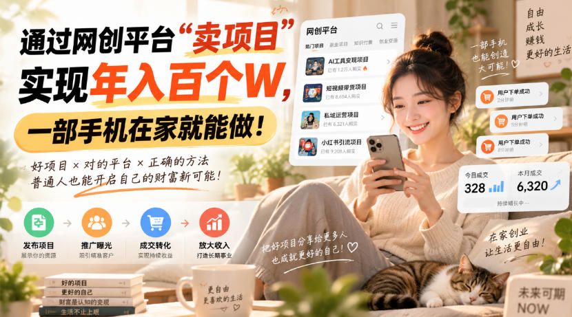 靠卖网创项目变现，一年拿下百万收益！一台手机就能操作！-来友网创