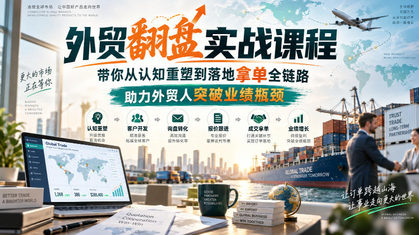 外贸翻盘实战课程，带你从认知重塑到落地拿单全链路，助力外贸人突破业绩瓶颈-来友网创