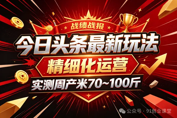 今日头条最新玩法，精细化运营，躺米，实测周产米 70~100 斤，兔米橡木，全新躺.zhuan模式-来友网创