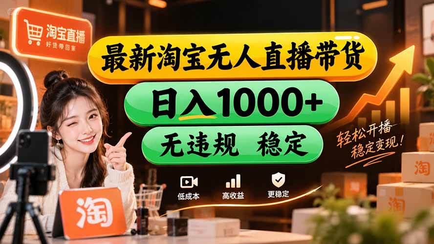 （20453期）【新技术】淘宝无人直播，独家，日入2K+，无封号，可矩阵，长期稳定-来友网创