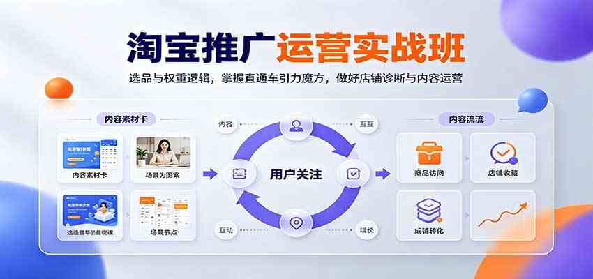 淘宝推广运营实战班：选品与权重逻辑，掌握直通车引力魔方，做好店铺诊断与内容运营-来友网创