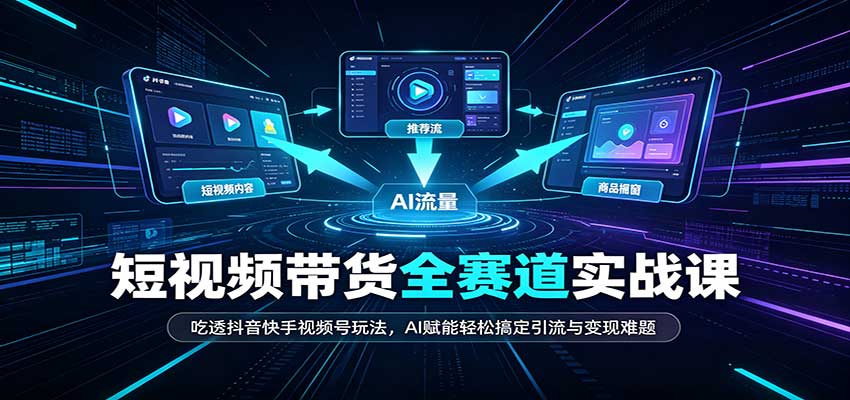 短视频带货全赛道：吃透抖音快手视频号玩法，AI赋能轻松搞定引流与变现难题-来友网创