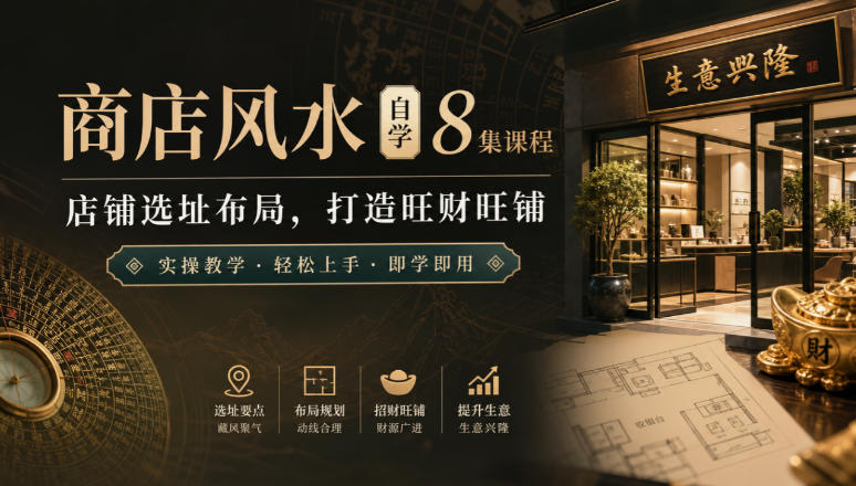 商店风水自学8集课程｜店铺选址布局，打造旺财旺铺实操教学-来友网创
