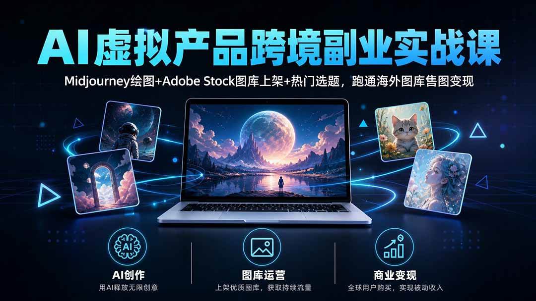 （20514期）AI虚拟产品跨境副业实战课｜Midjourney绘图+Adobe Stock图库上架+热门选题，跑通海外图库售图变现-来友网创