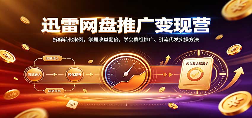 迅雷网盘推广变现营：拆解转化案例，掌握收益翻倍，学会群组推广、引流代发实操方法-来友网创