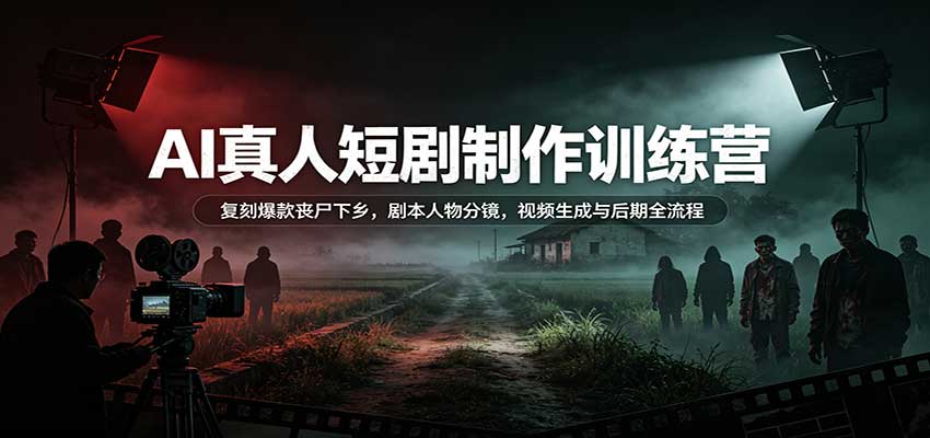 AI真人短剧制作训练营：复刻爆款丧尸下乡，剧本人物分镜，视频生成与后期全流程-来友网创