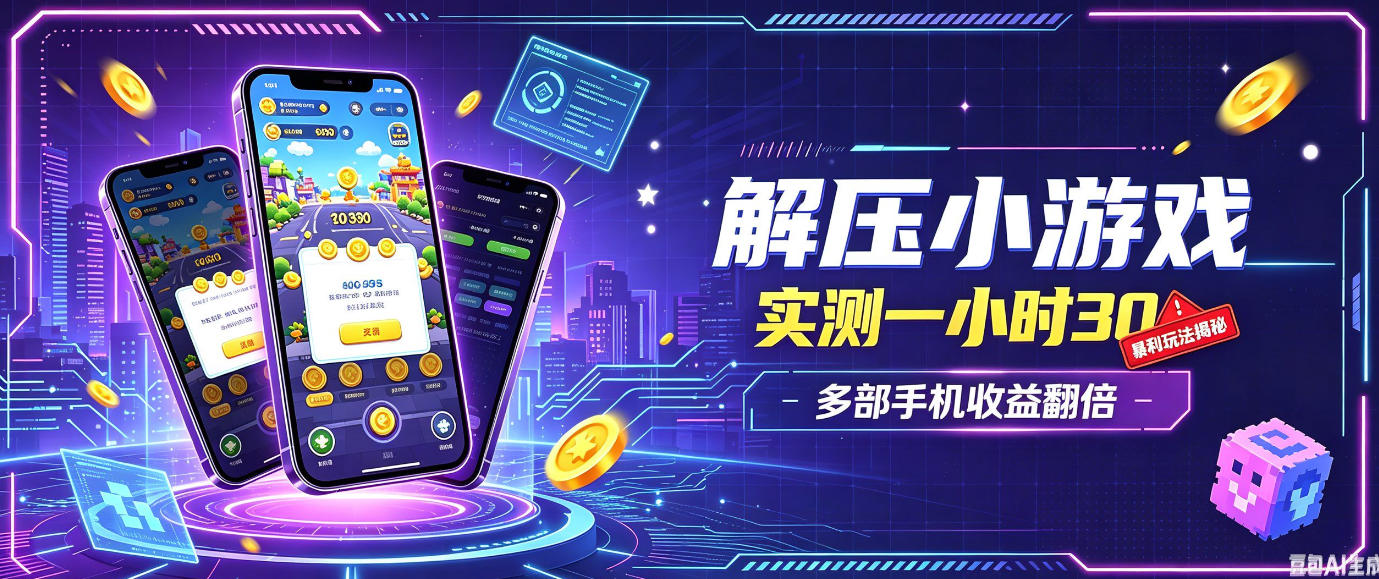 小游戏全流程玩法，实测一小时搞30，简单无脑解压，当天做当天就能看到进账，直接冲就行【揭秘】-来友网创