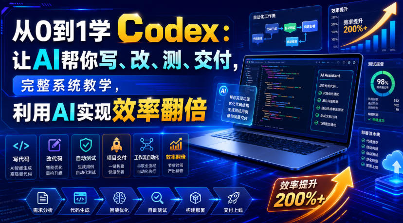 从0到1学Codex：让AI帮你写、改、测、交付，完整系统教学，利用AI实现效率翻倍（更新0918）-来友网创
