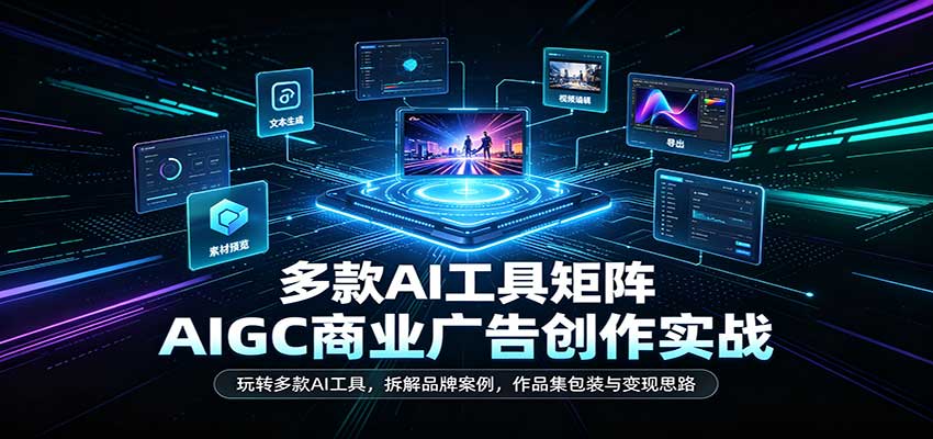 AIGC商业广告创作实战：玩转多款AI工具，拆解品牌案例，作品集包装与变现思路-来友网创