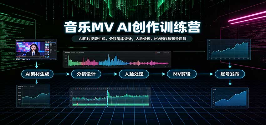 音乐MV AI创作训练营：AI图片视频生成，分镜脚本设计，人脸处理，MV制作与账号运营-来友网创