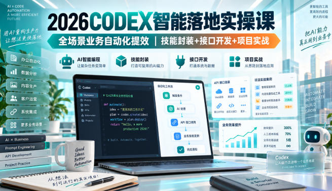2026Codex智能落地实操课，全场景业务自动化提效，技能封装+接口开发+项目实战-来友网创