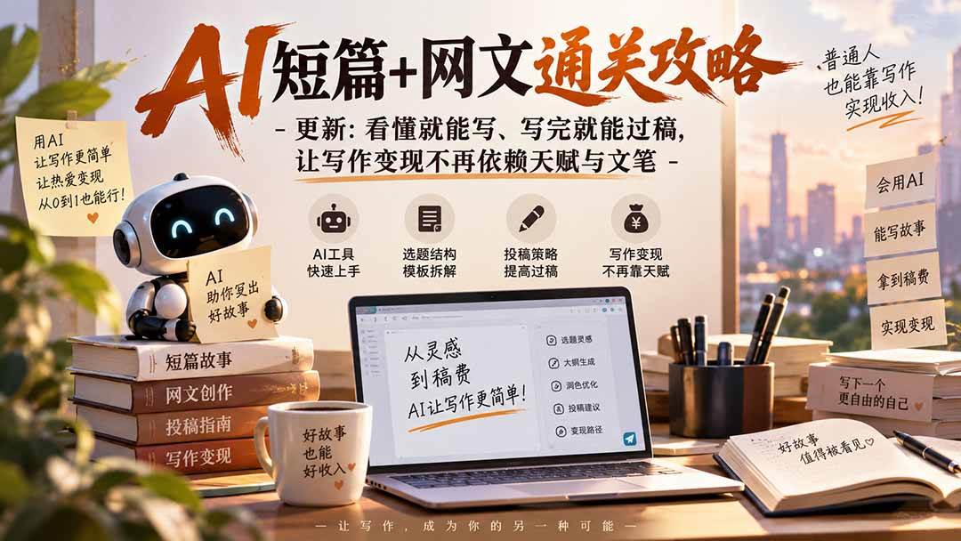 （20578期）AI短篇+网文通关攻略-更新0921：看懂就能写、写完就能过稿，让写作变现不再依赖天赋与文笔-来友网创