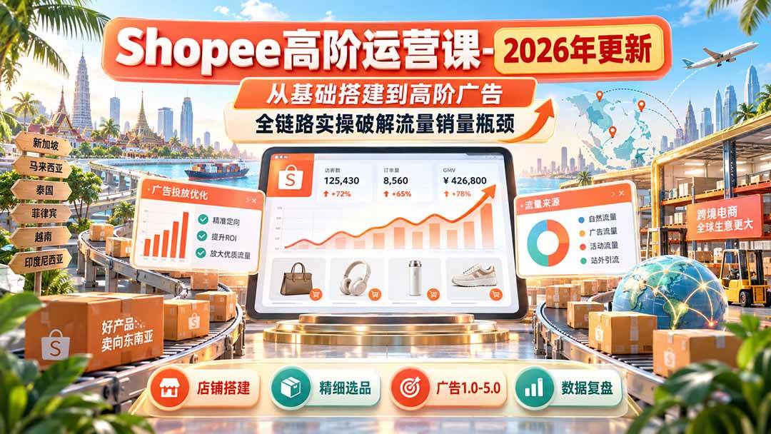 （20575期）Shopee高阶运营课-更新9月，从基础搭建到高阶广告，全链路实操破解流量销量瓶颈-来友网创